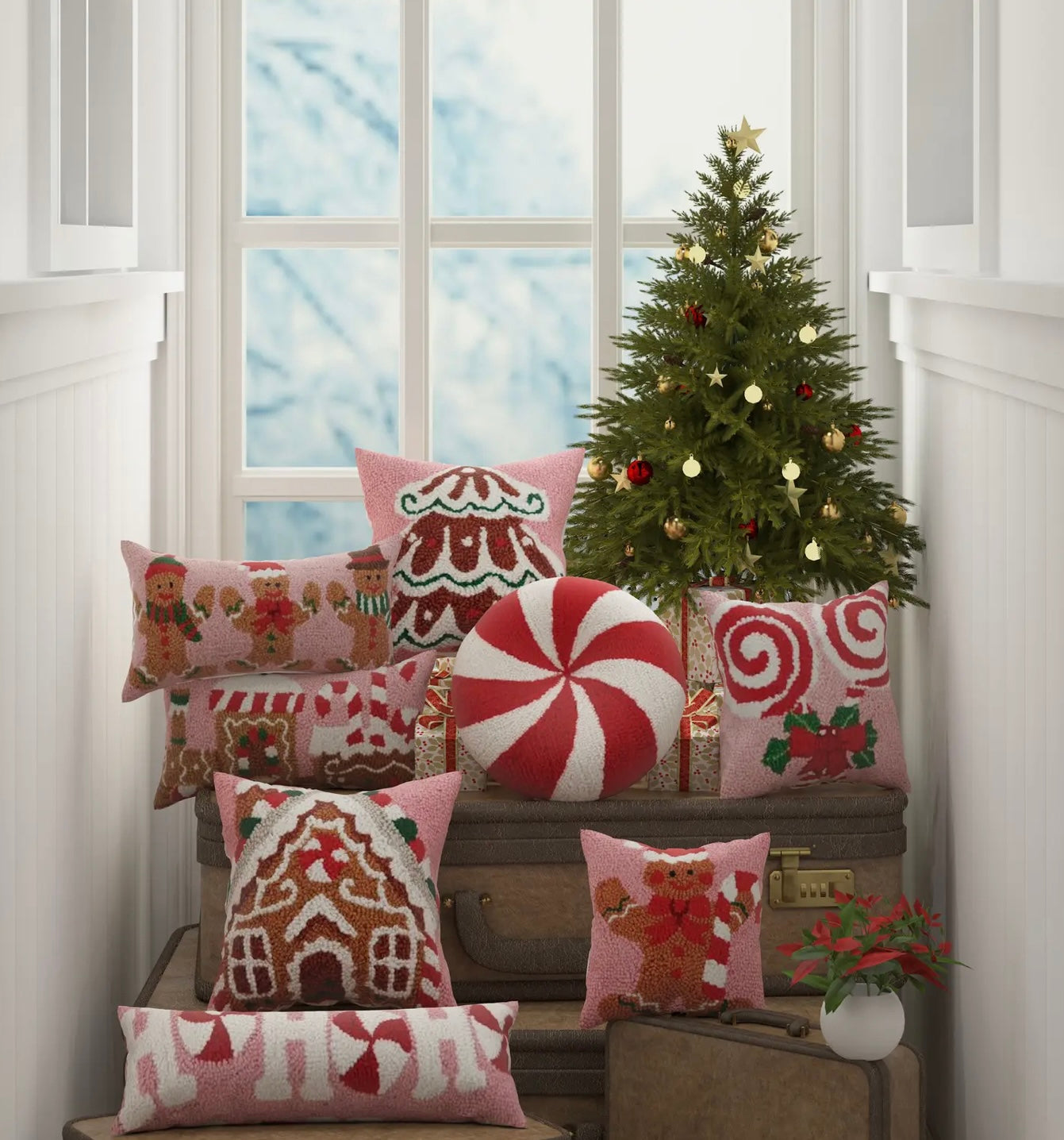 Candy Cane Ho Ho Ho Pillow