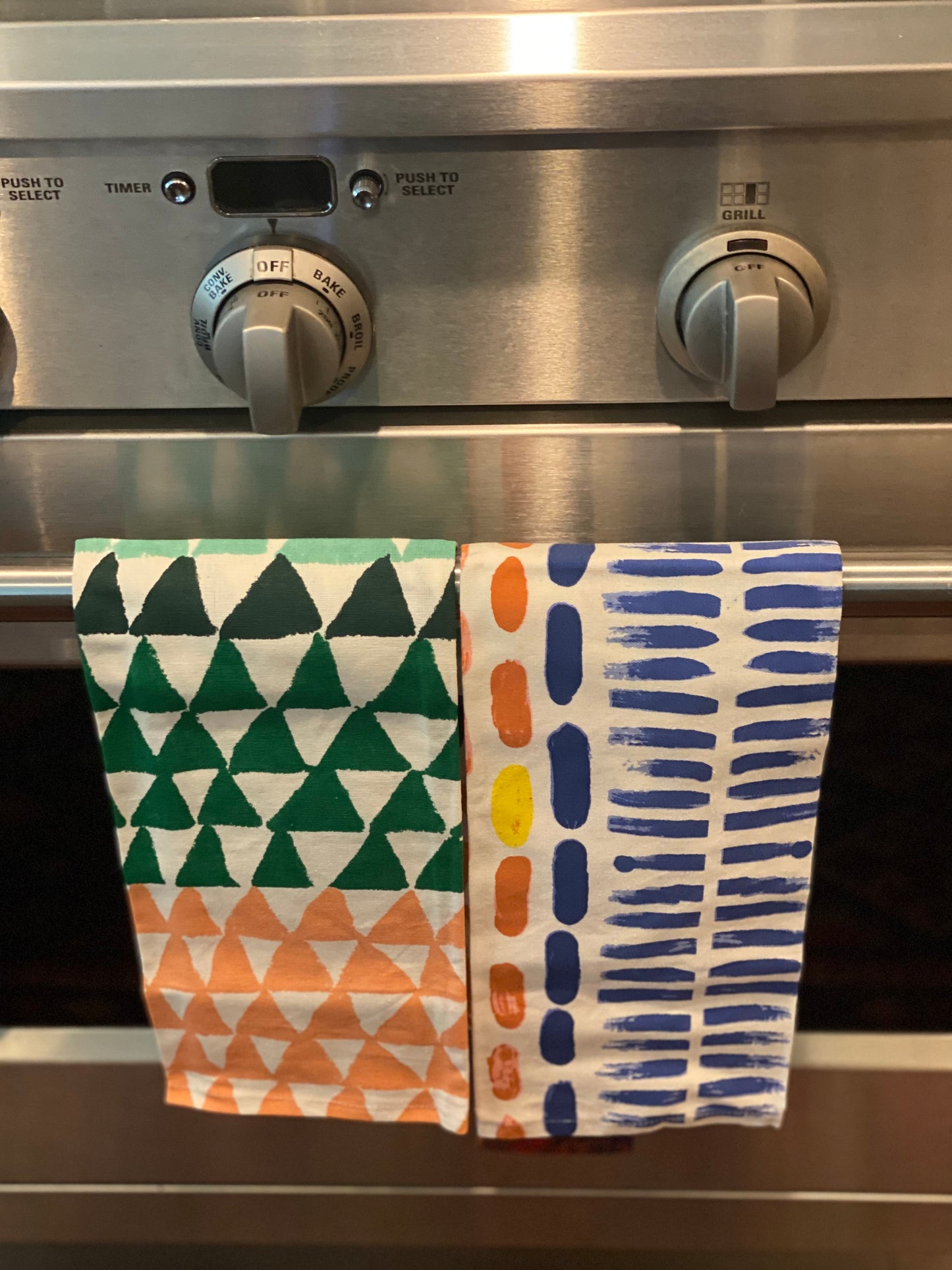Orange and Green Geometric Tea Towel
