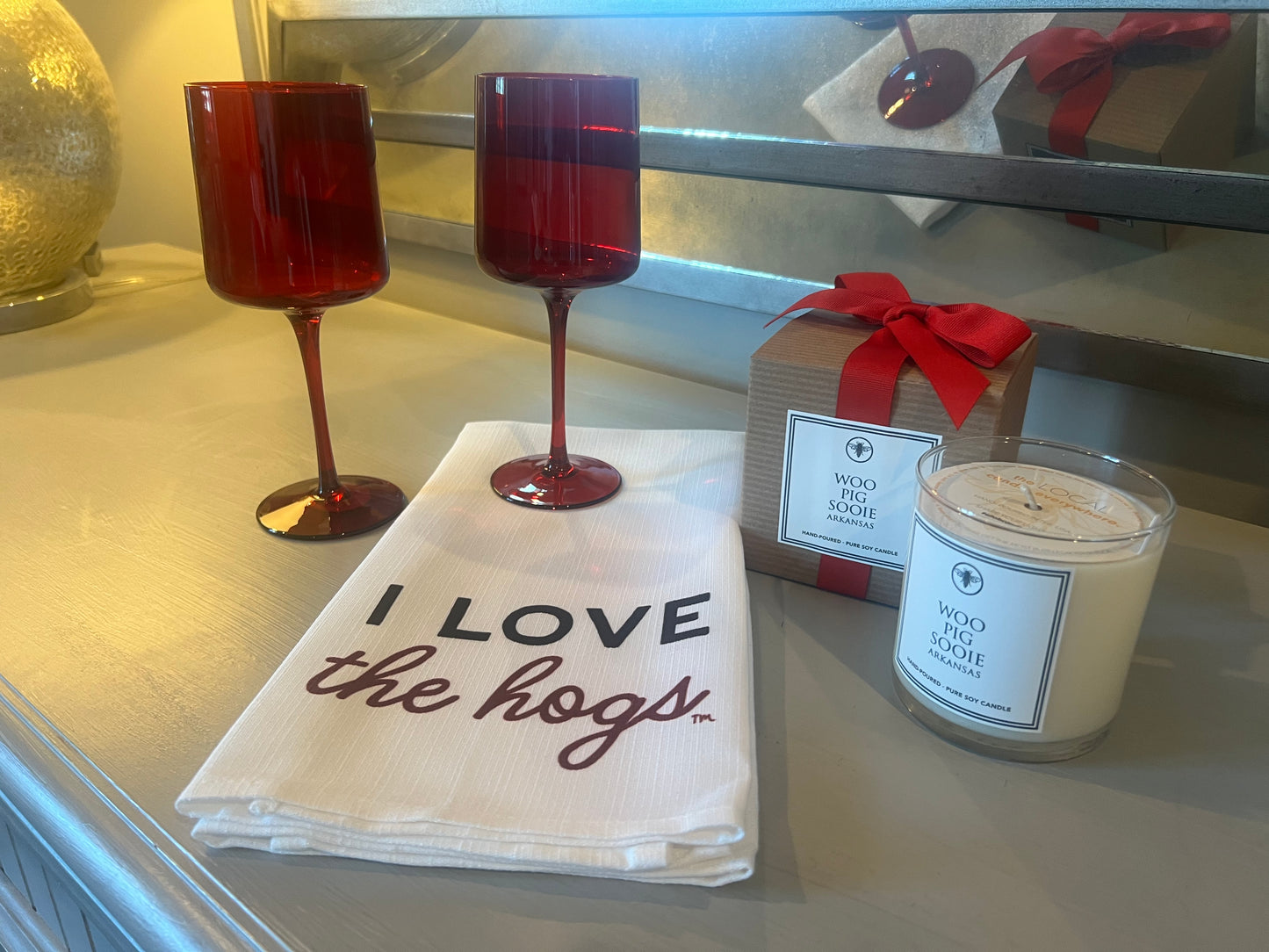 Red Stemmed Wine Glass