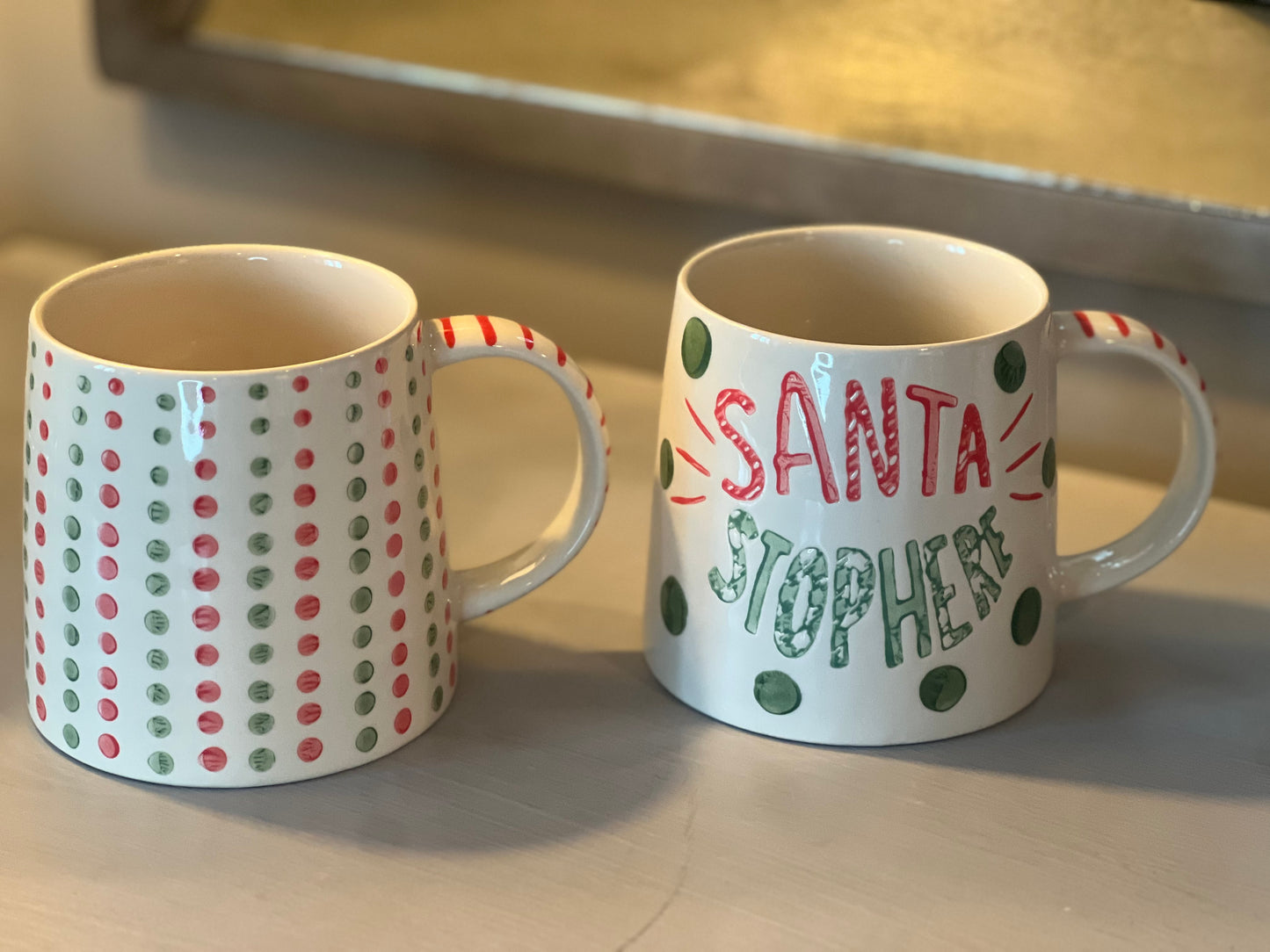 Hand Painted Holiday Stoneware Mugs