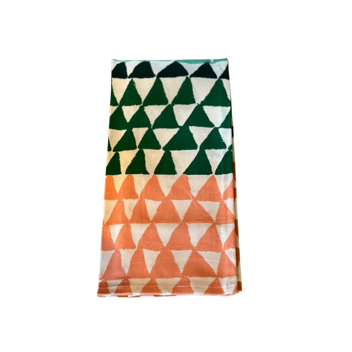 Orange and Green Geometric Tea Towel