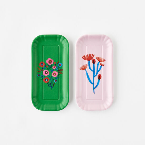 Pink and Green Floral Melamine Tray