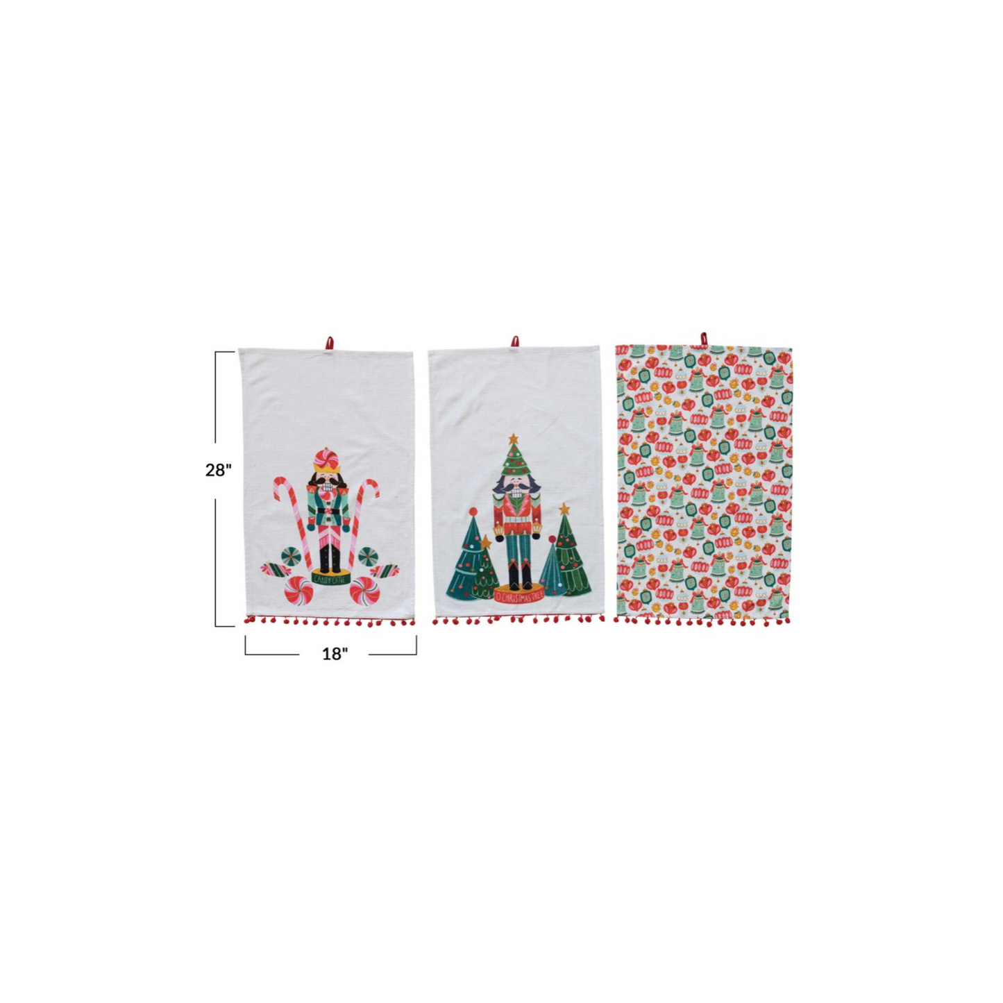 Holiday Tea Towels with Pom Poms