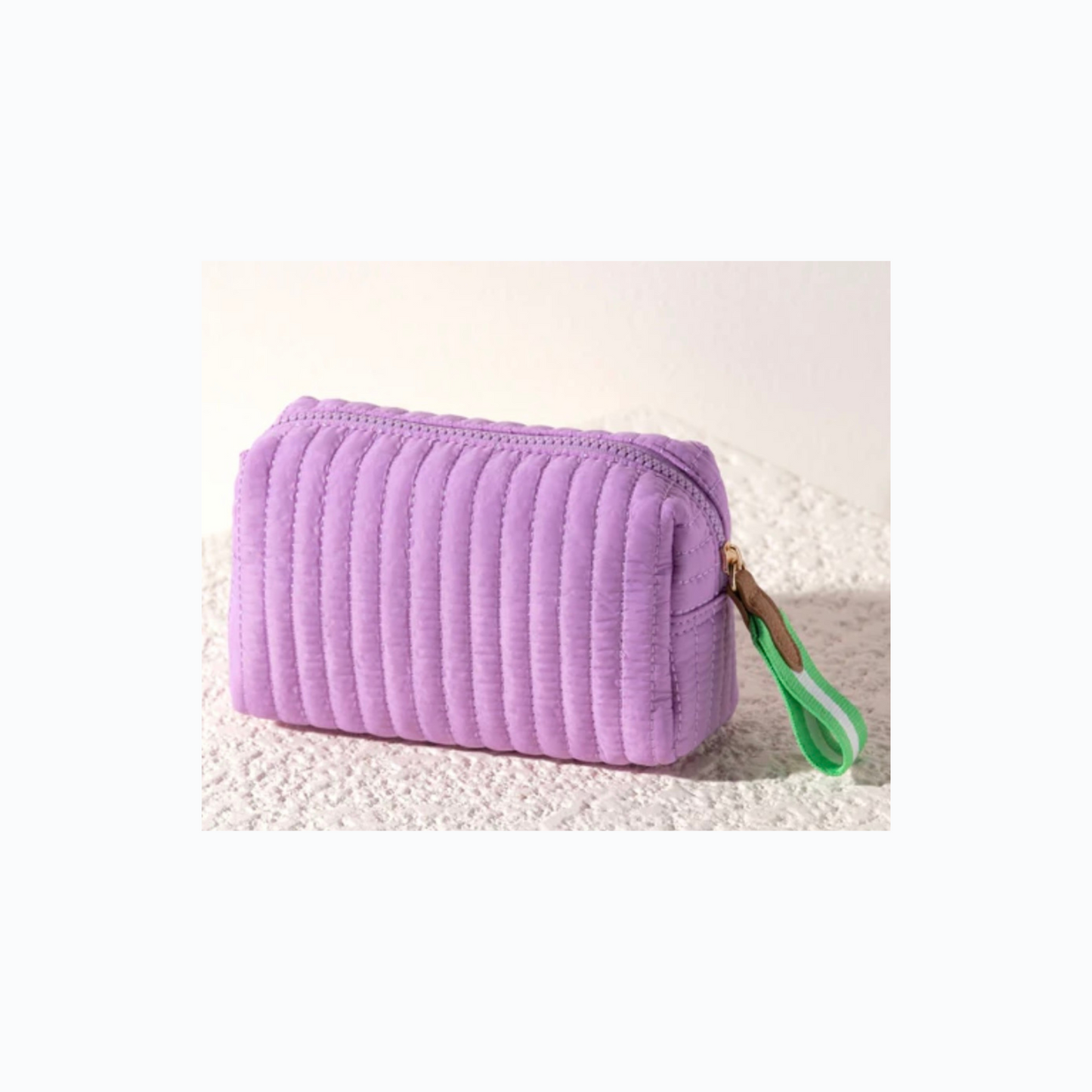 Lilac Small Nylon Quilted Cosmetic Pouch
