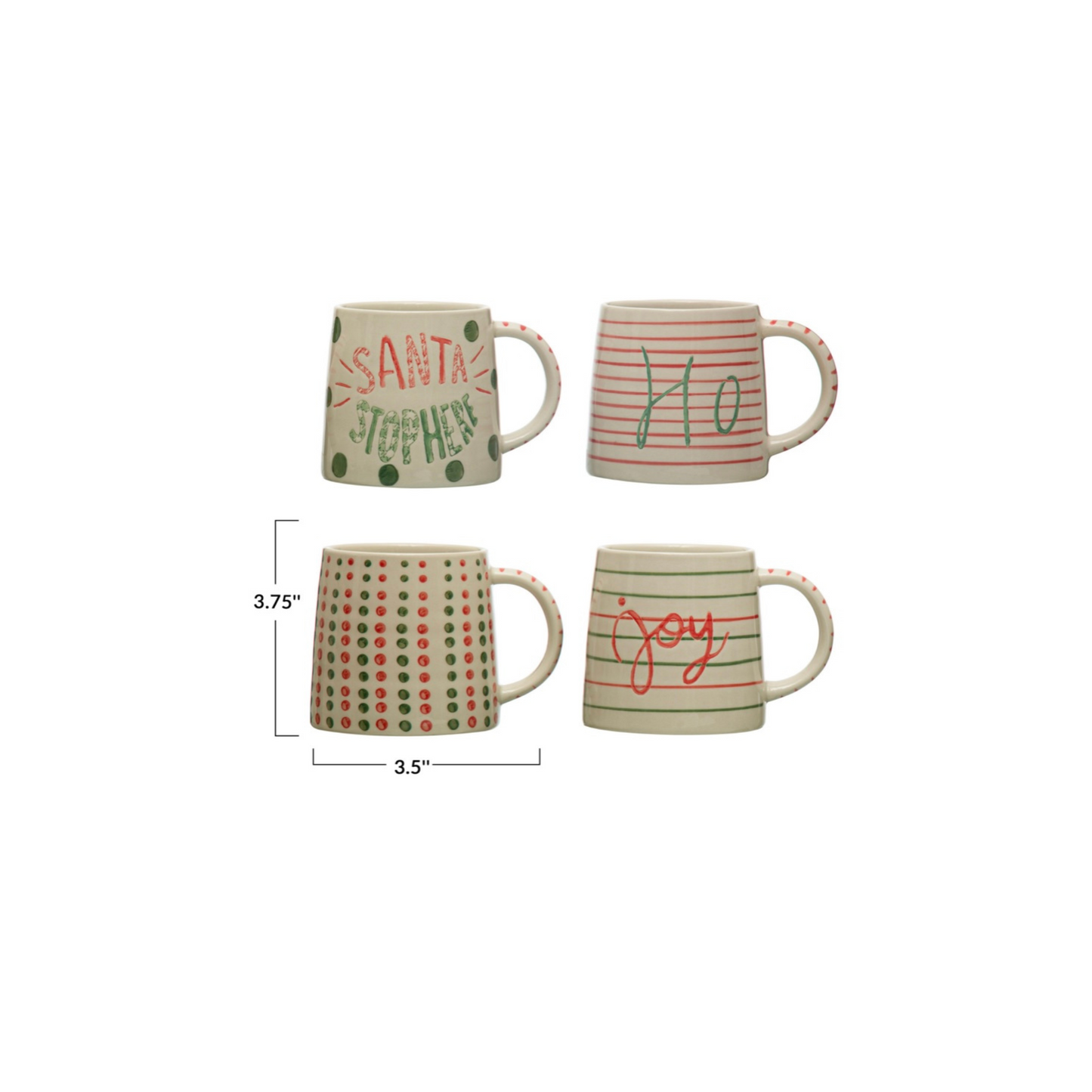 Hand Painted Holiday Stoneware Mugs