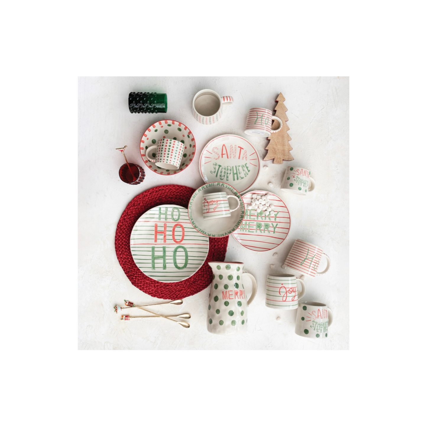 Hand Painted Holiday Stoneware Mugs
