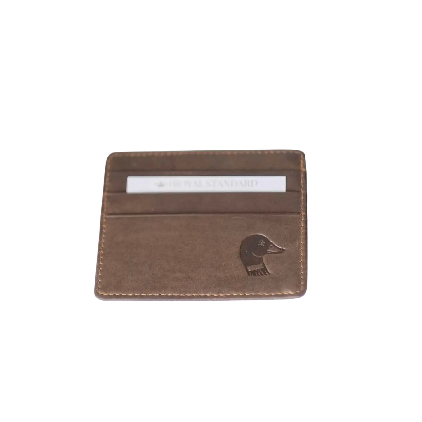 Duck Leather Embossed Slim Wallet- Dark Brown