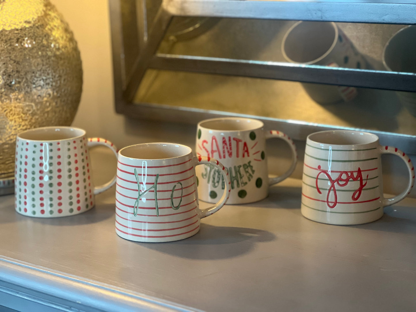Hand Painted Holiday Stoneware Mugs