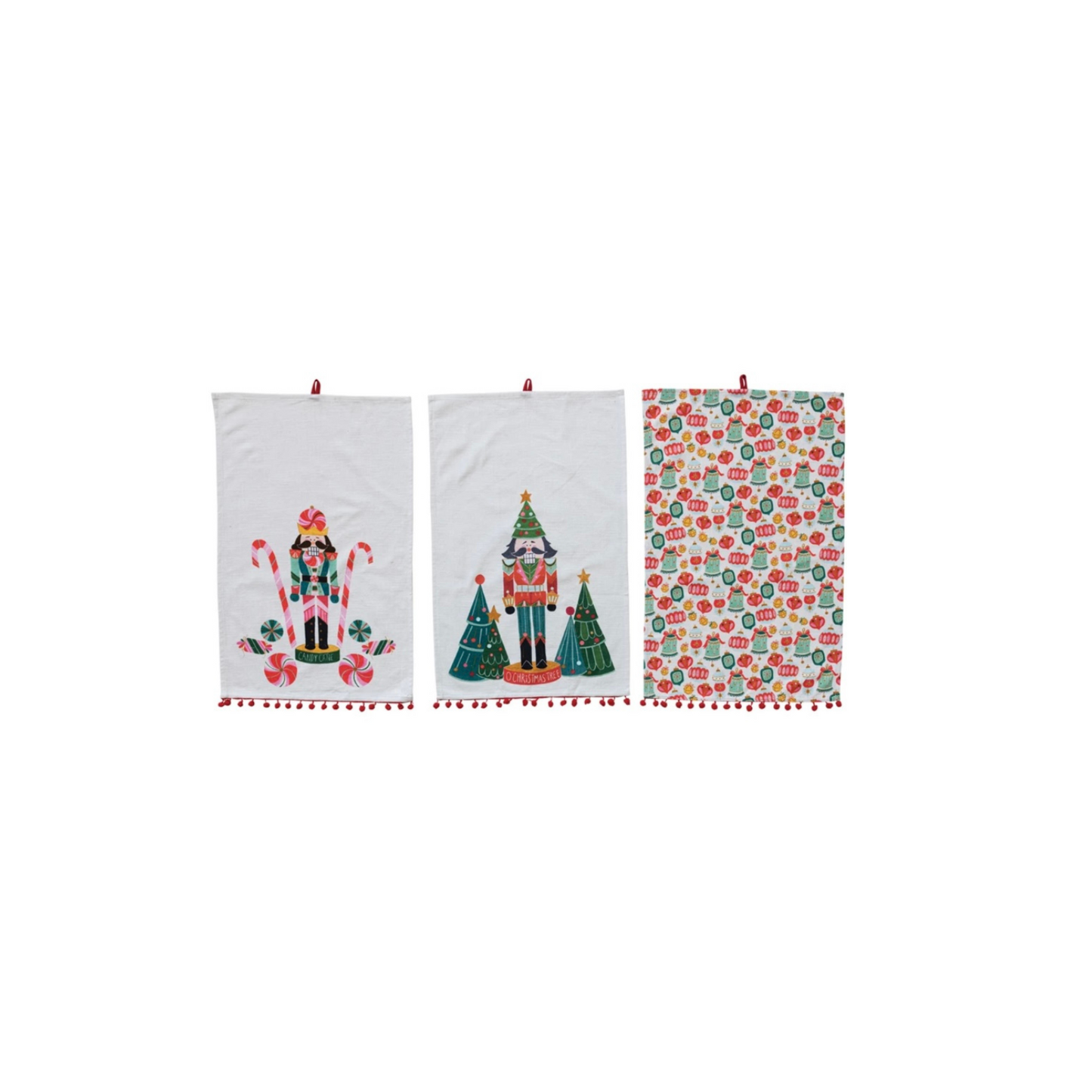 Holiday Tea Towels with Pom Poms