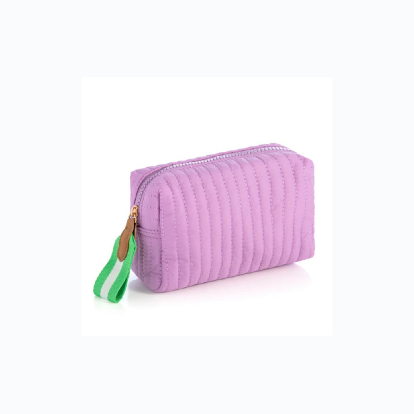 Lilac Small Nylon Quilted Cosmetic Pouch