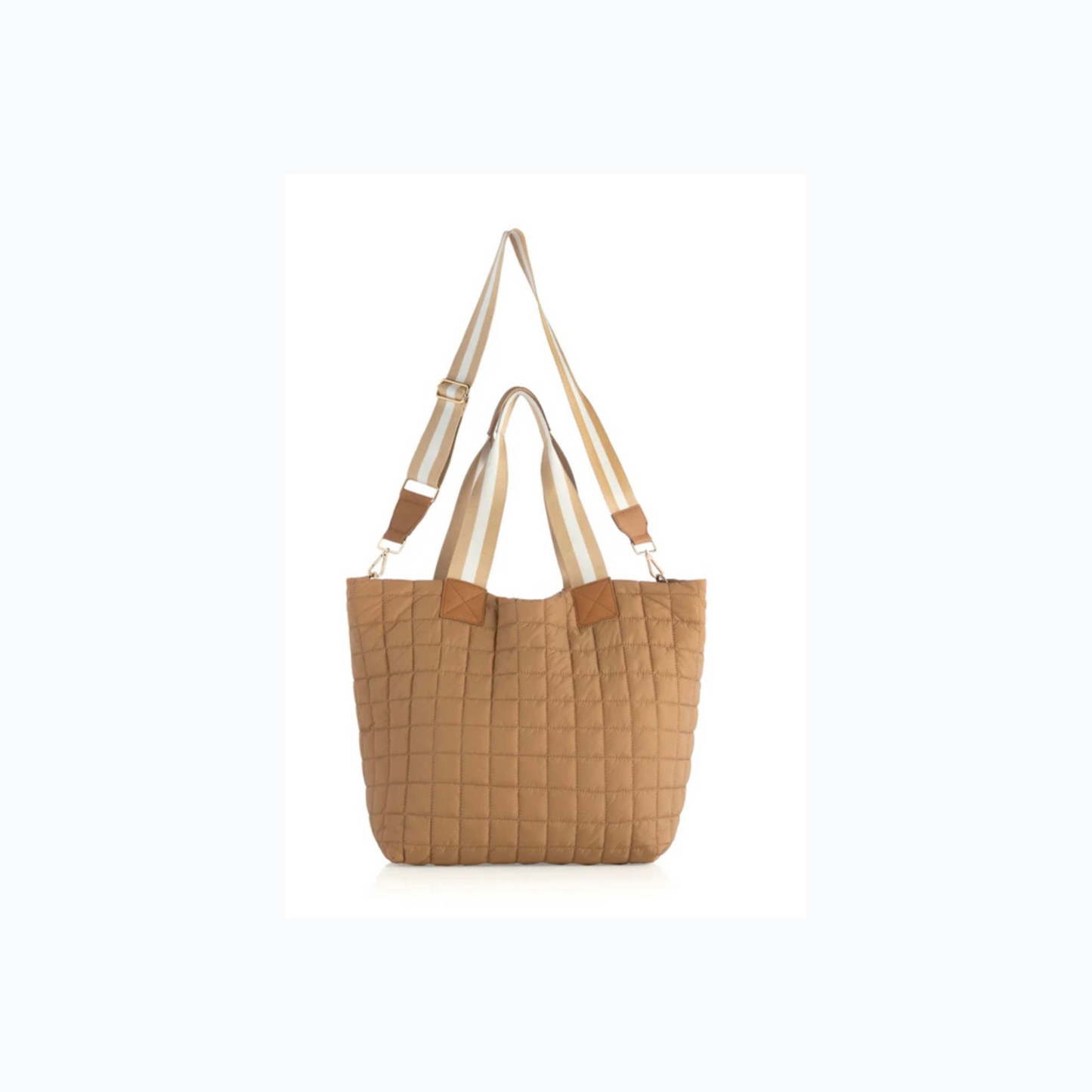 Quilted Nylon Travel Bag- Tan
