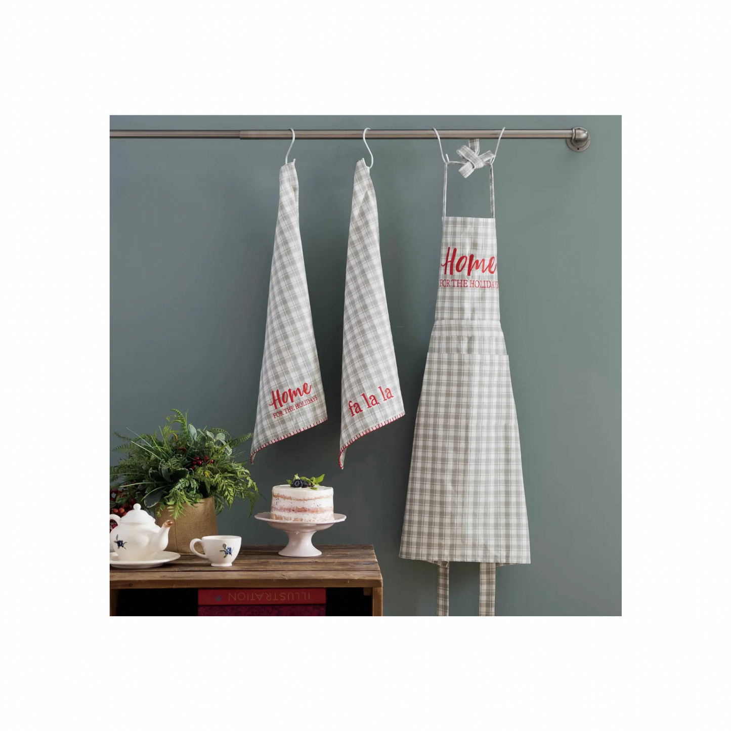 Gray Plaid Fa La La Tea Towel