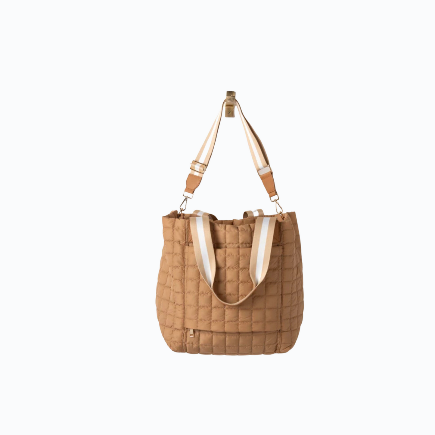 Quilted Nylon Travel Bag- Tan