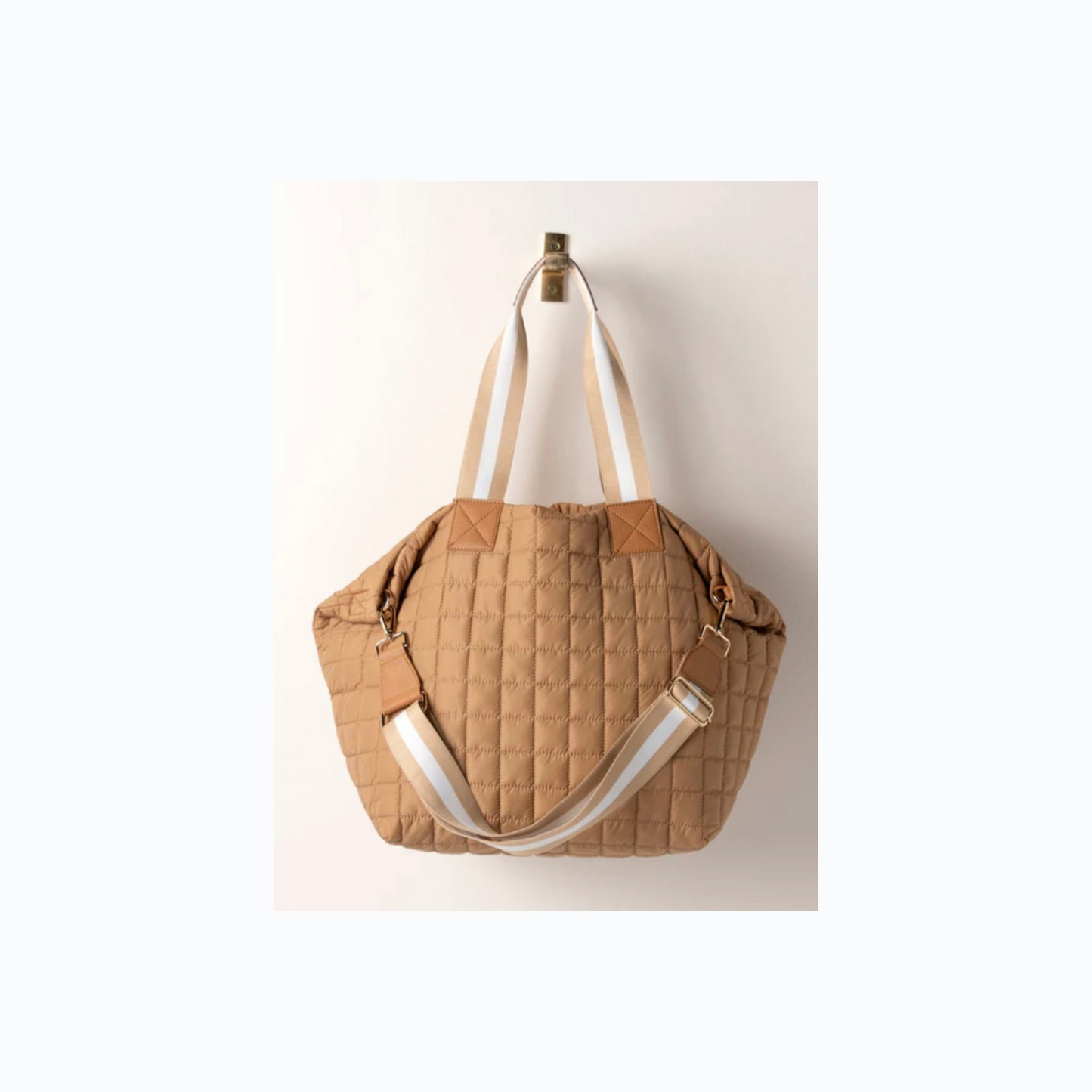 Quilted Nylon Travel Bag- Tan
