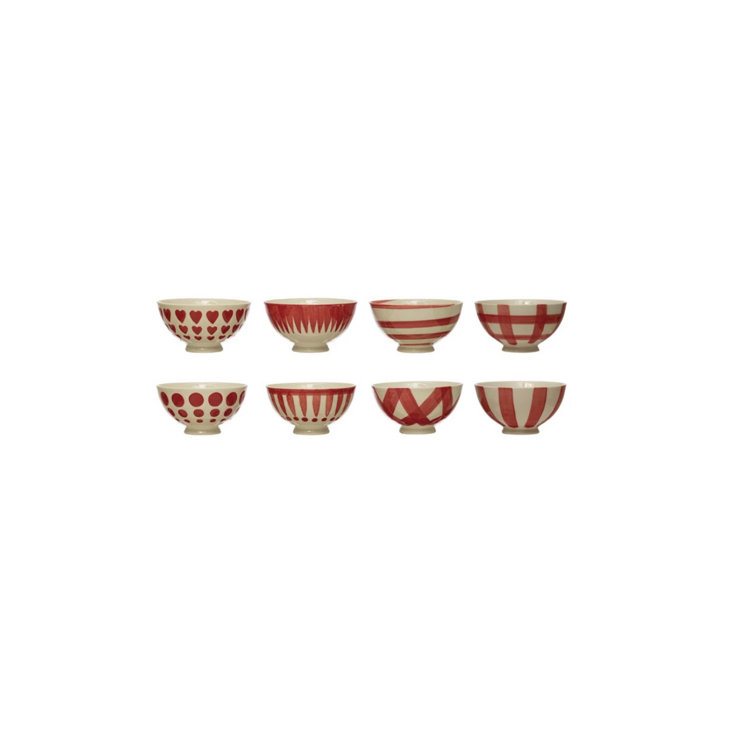 Assorted Round Red and Cream Stoneware Bowls