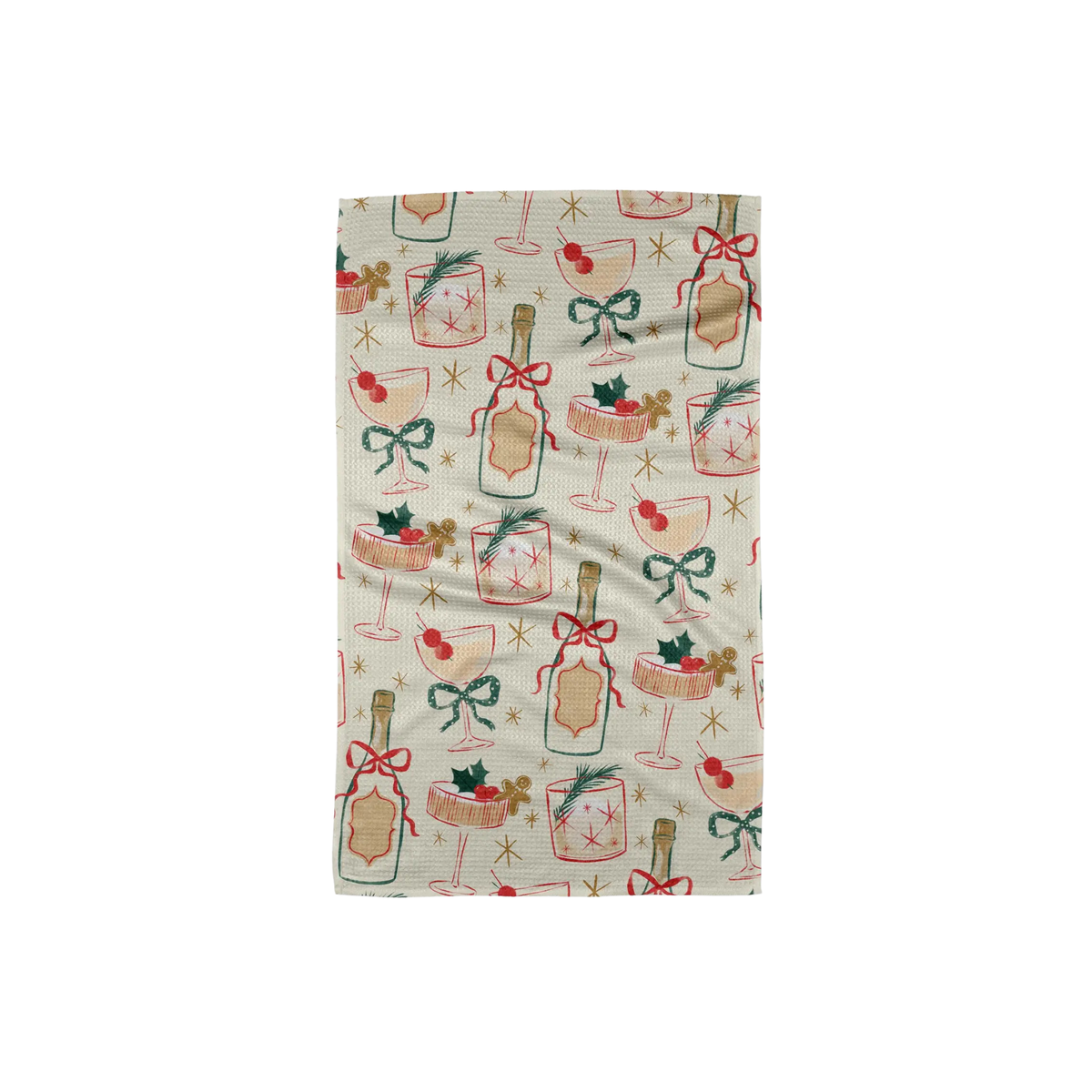 Geometry Christmas Cocktails Tea Towel