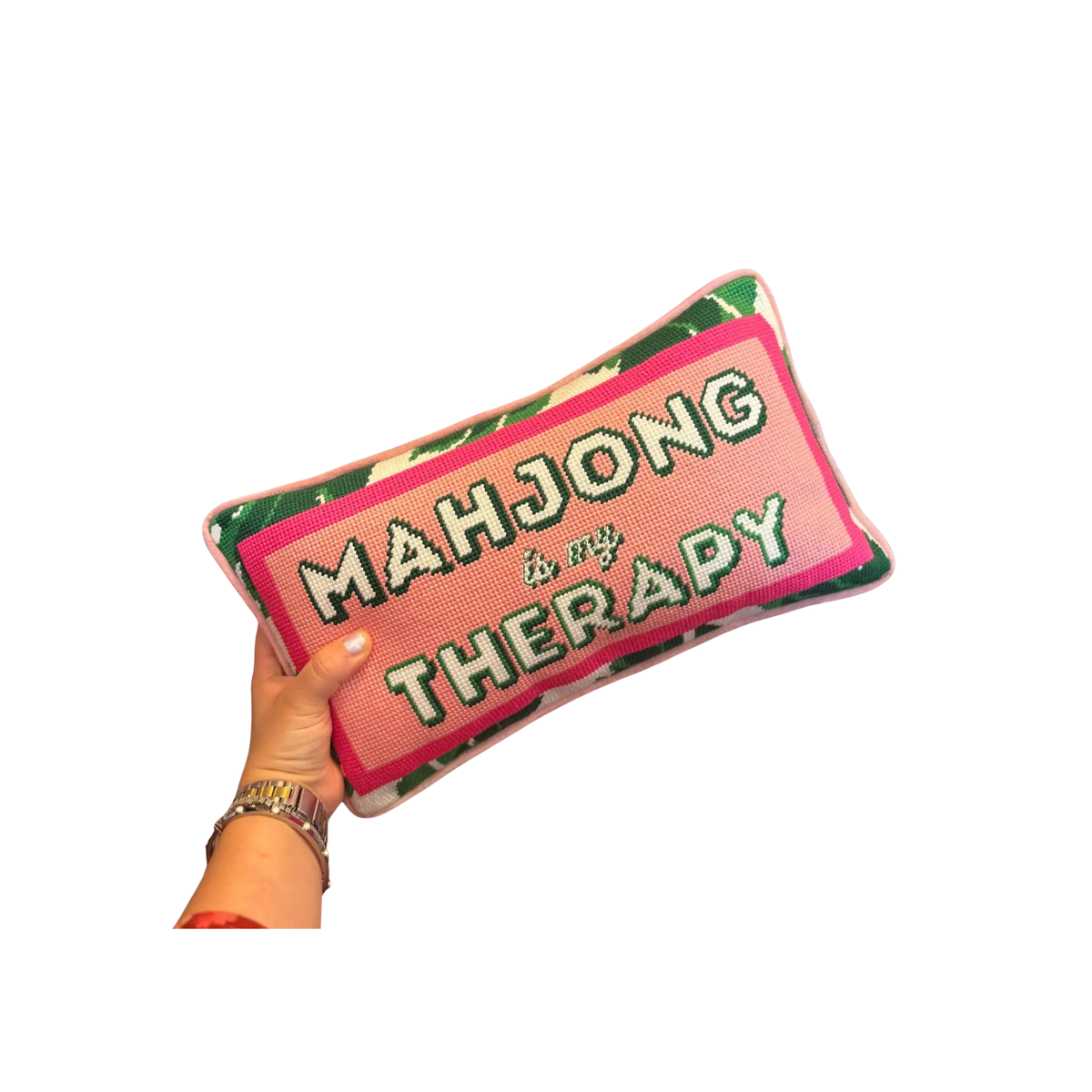 Mahjong is My Therapy Needlepoint Pillow