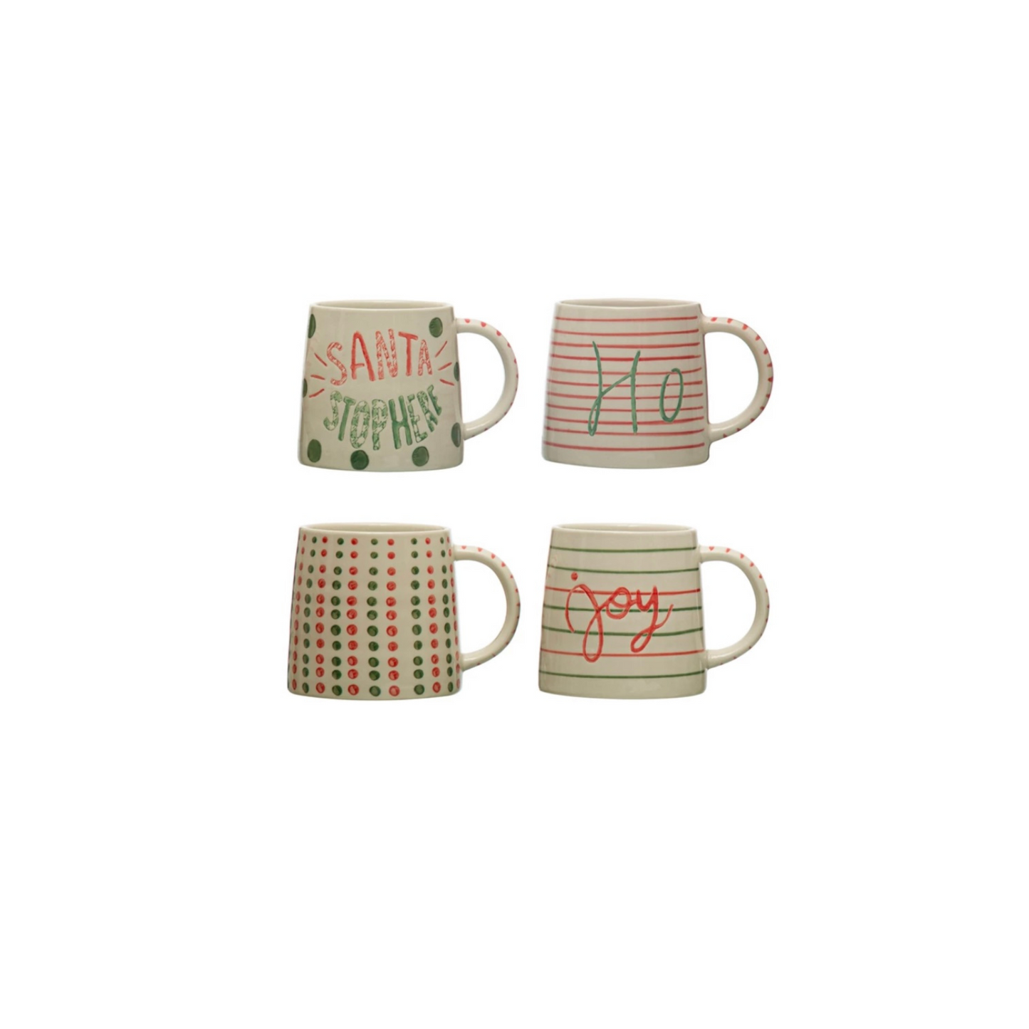 Hand Painted Holiday Stoneware Mugs