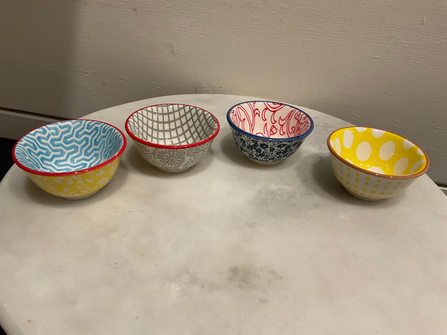 Hand Stamped Stoneware Pinch Pots- Set of 4 assorted styles