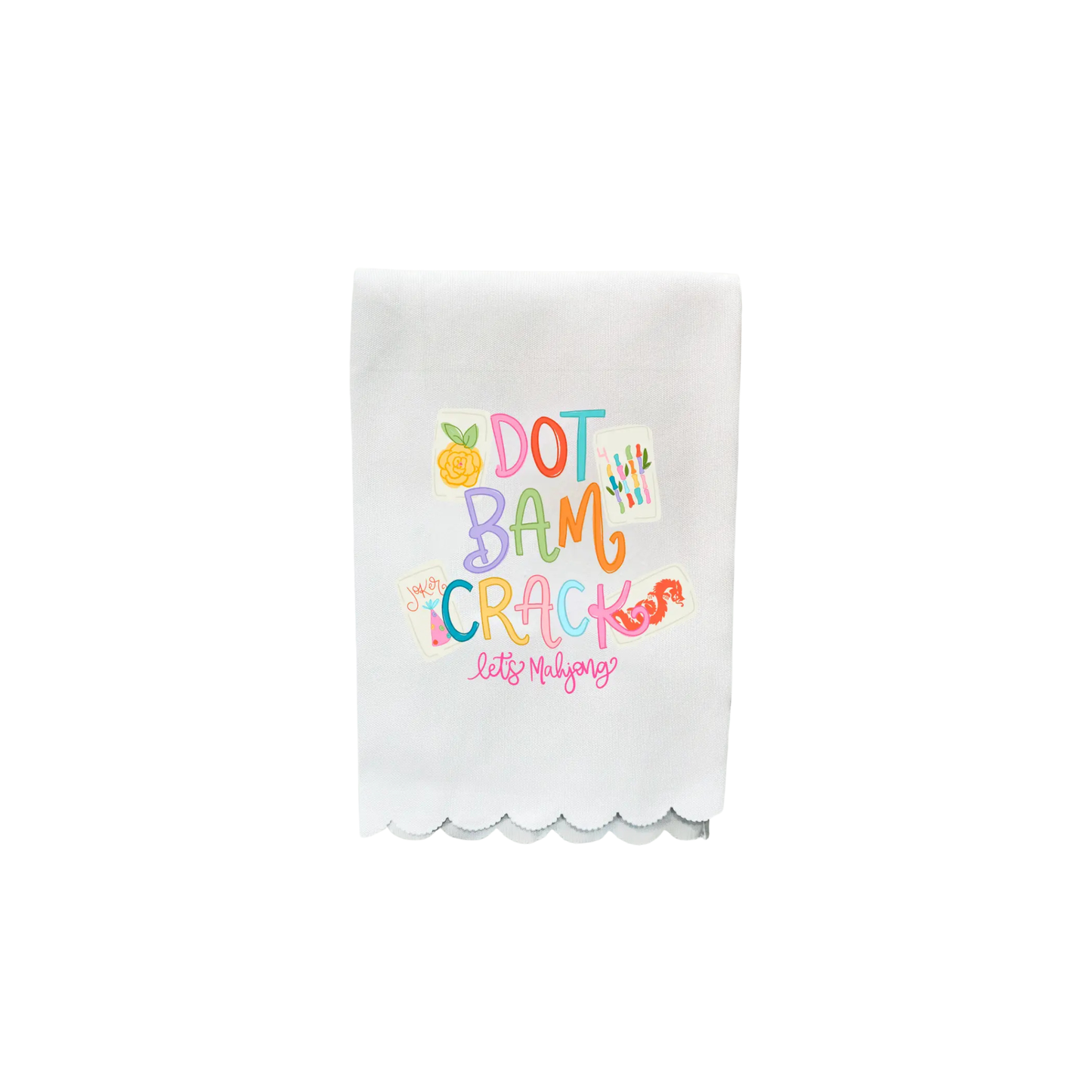 Dot, Bam, Crack Scalloped Mahjong Tea Towel