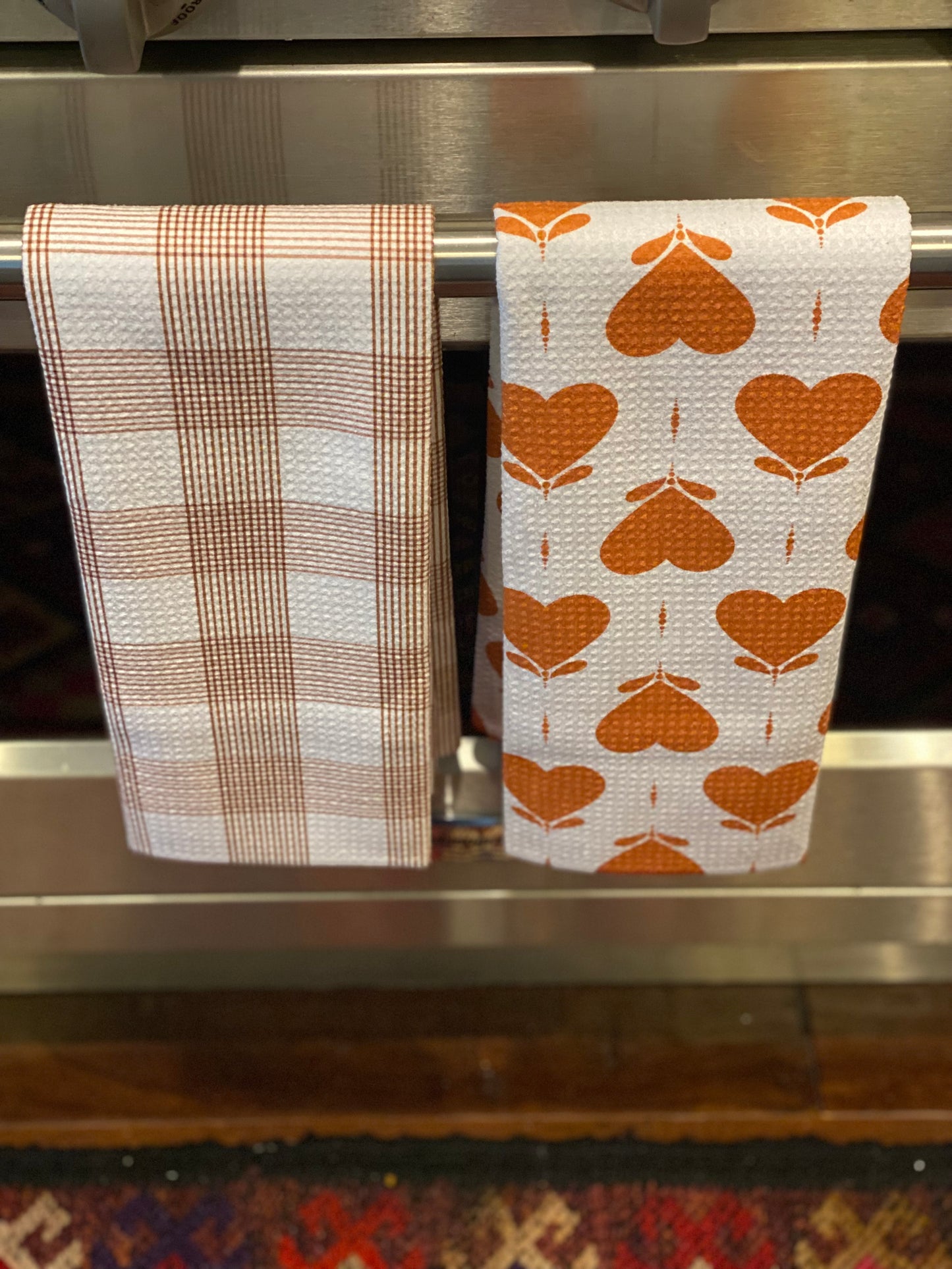 Geometry Vintage Gingham Natural Tea Towel