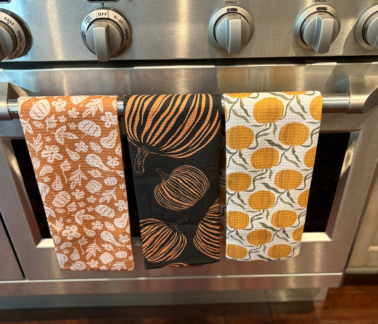 Geometry Pumpkin Noir Tea Towel