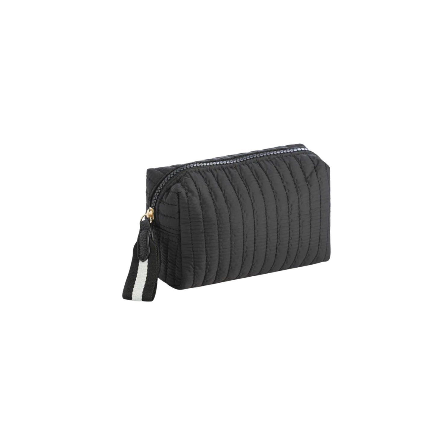 Black Small Nylon Quilted Cosmetic Pouch