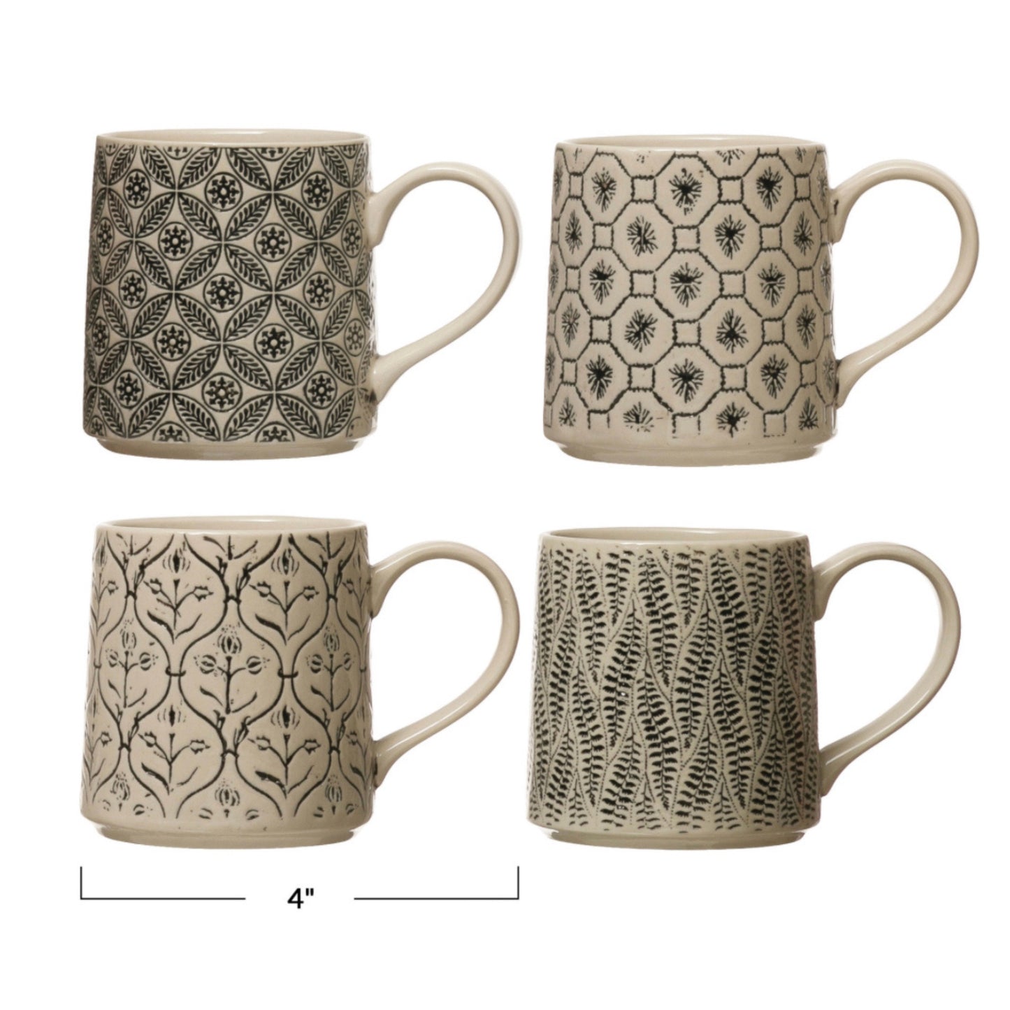 Hand Stamped Mug with Pattern, Style A