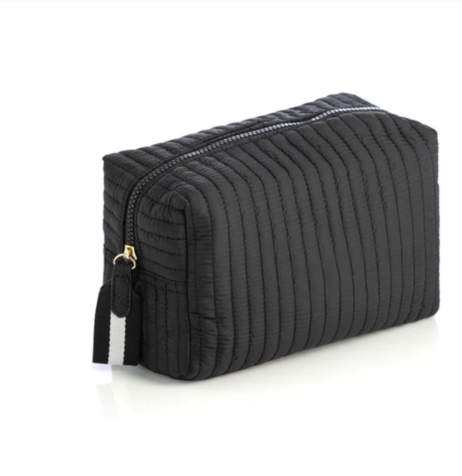 Black Quilted Large Nylon Makeup Bag