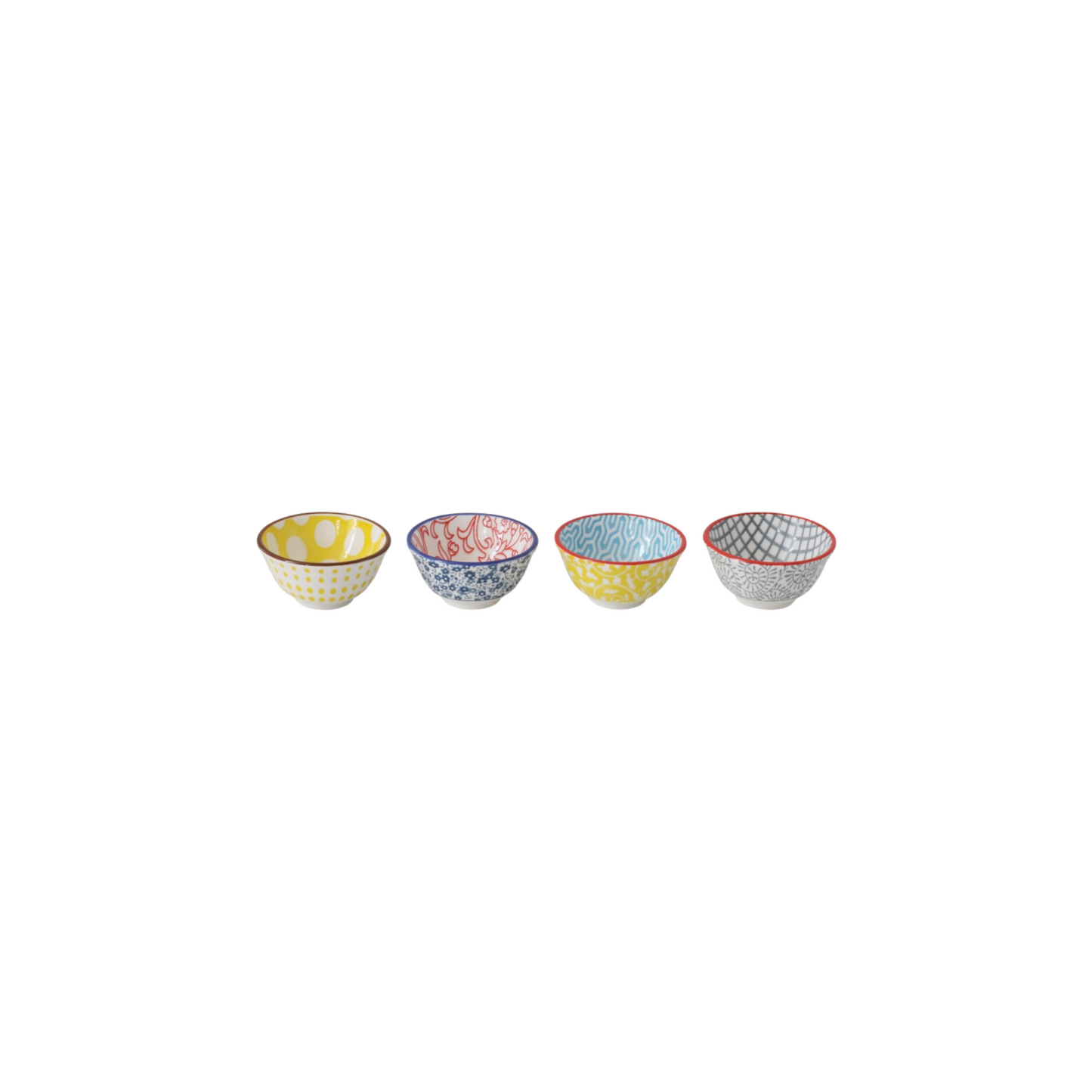 Hand Stamped Stoneware Pinch Pots- Set of 4 assorted styles