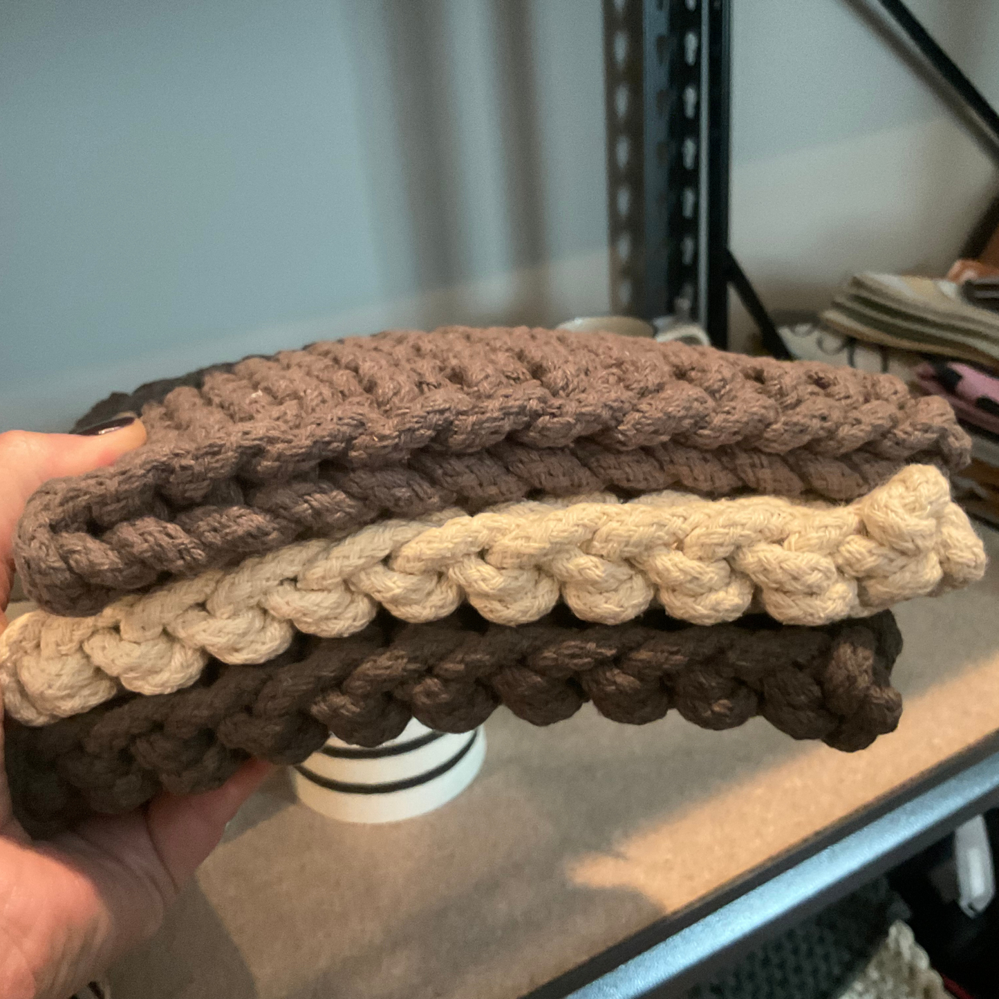 Cotton Crocheted Pot Holder- Dark Gray
