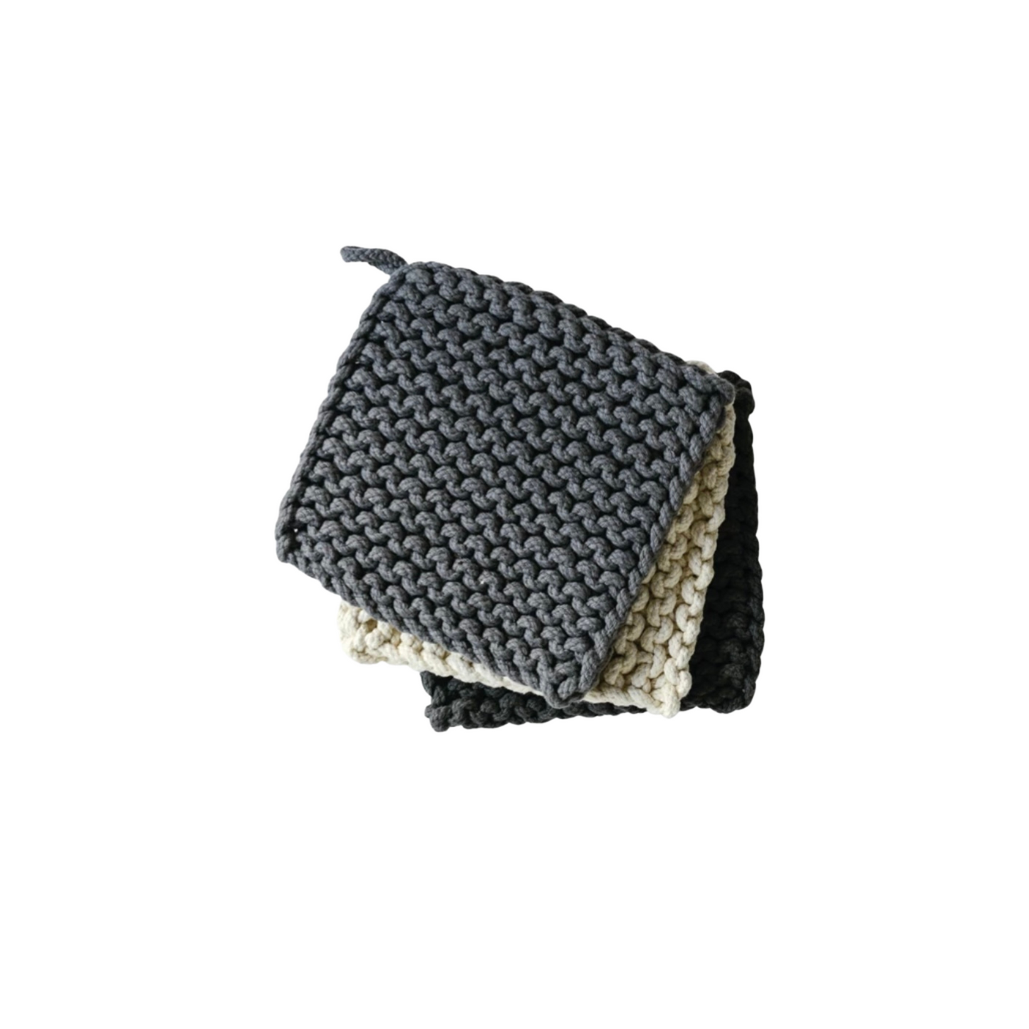 Cotton Crocheted Pot Holder- Dark Gray