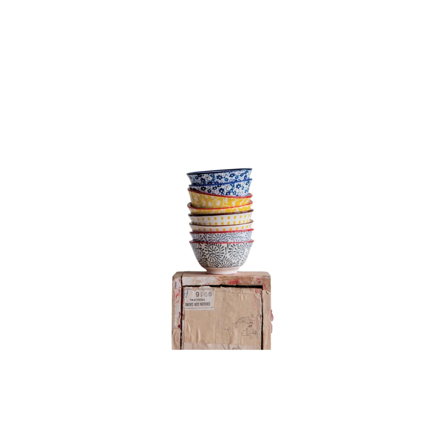 Hand Stamped Stoneware Pinch Pots- Set of 4 assorted styles