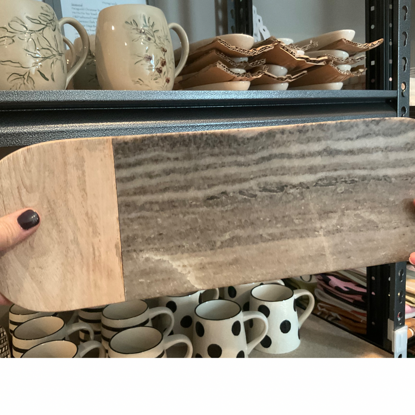 Marble and Mango Wood Serving Board- Gray