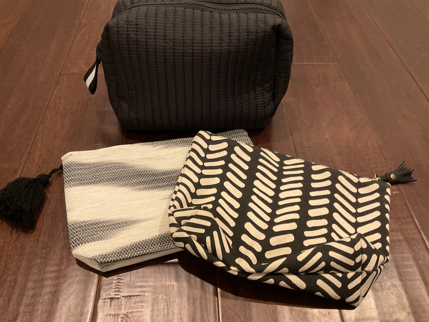 Black Quilted Large Nylon Makeup Bag
