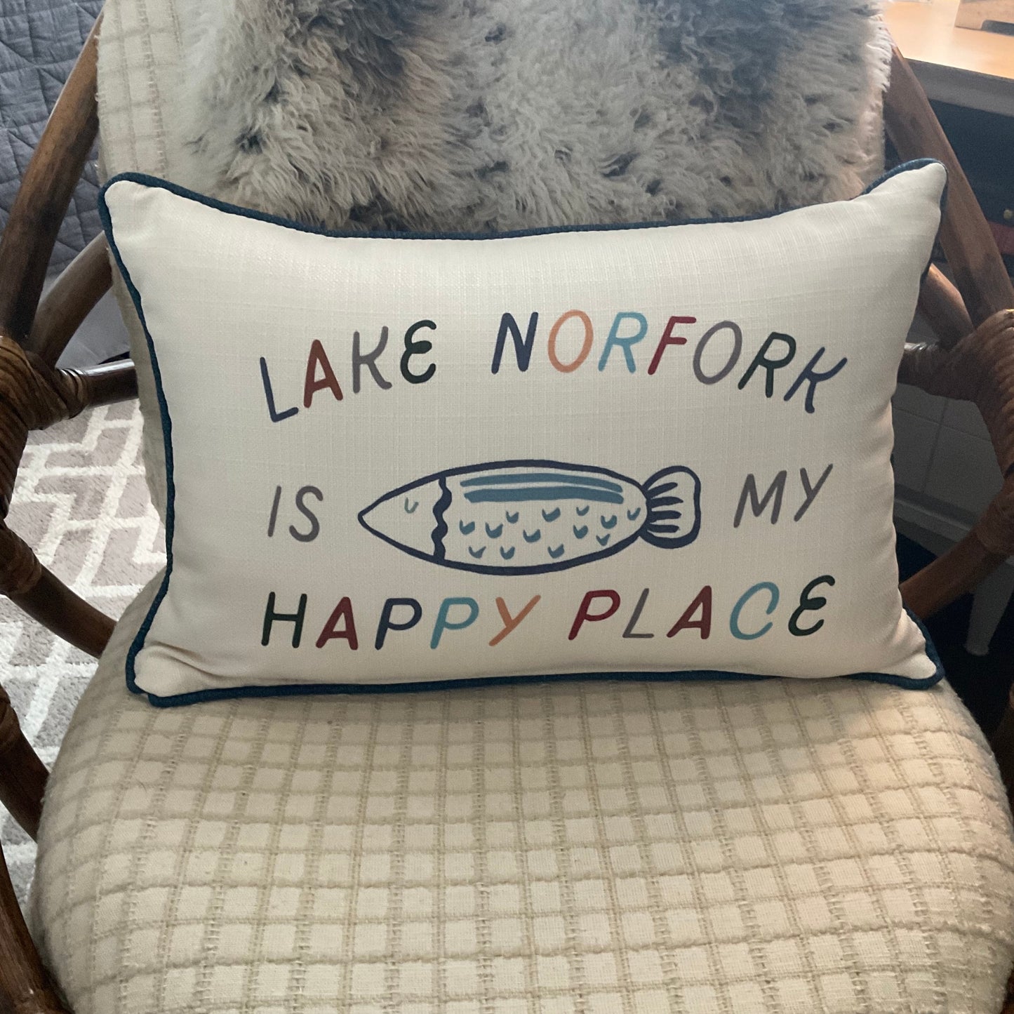 Custom Lake Norfork is My Happy Place Pillow