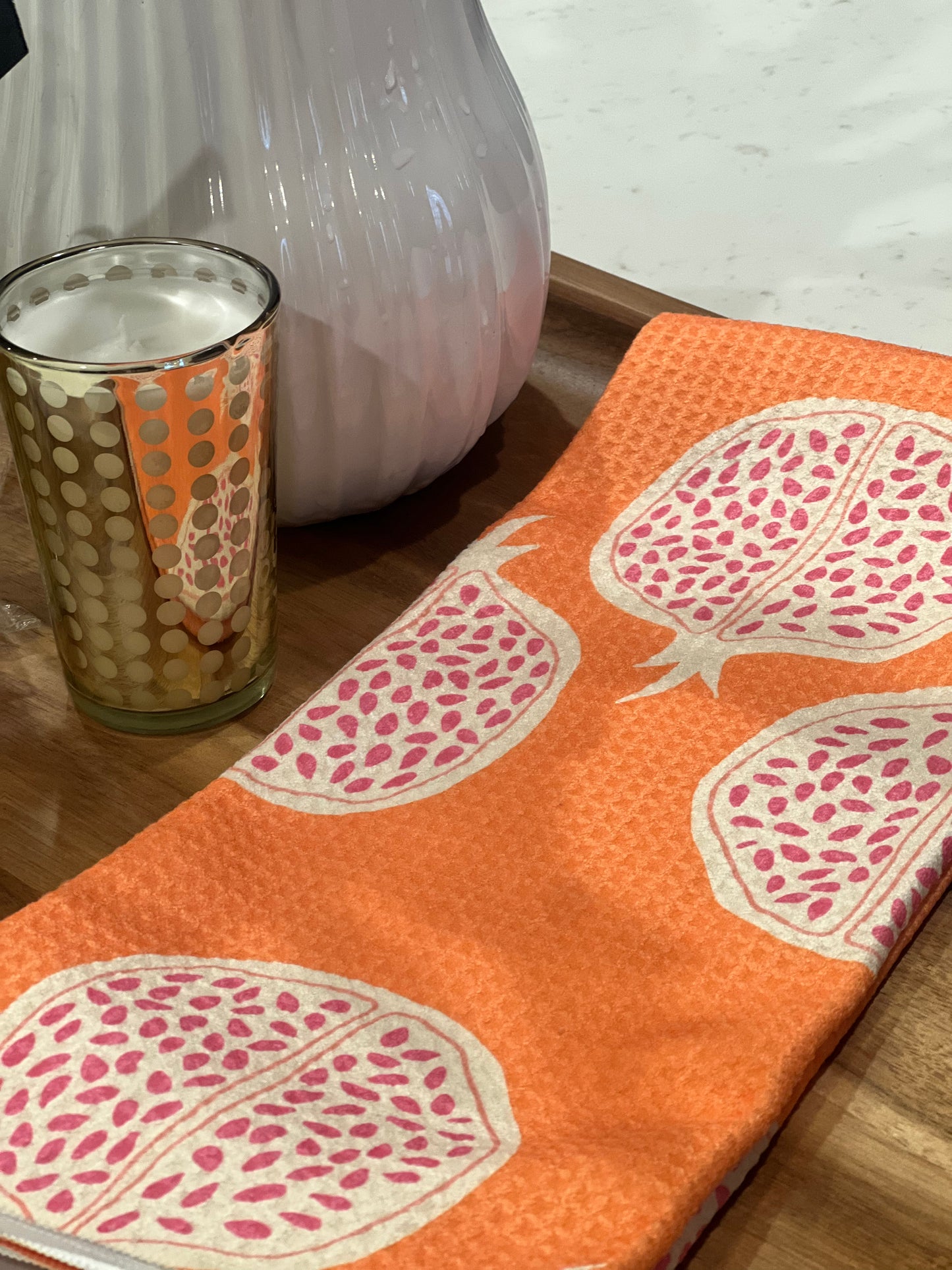 Pomegranate Geometry Tea Towel