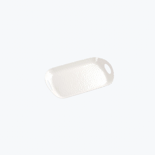 Melamine Rectangular Tray with Handles- White