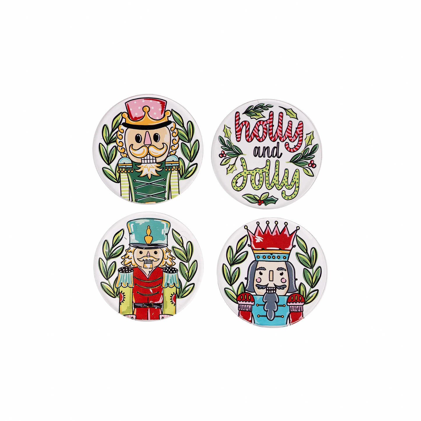 Holly Jolly Nutcracker Coaster Set
