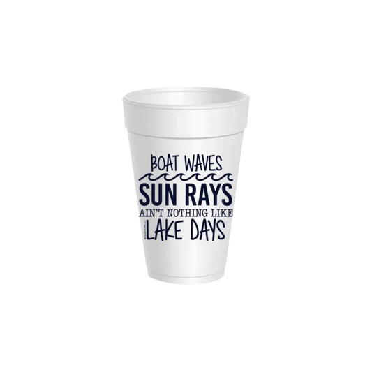 Boat Waves Sun Rays Lake Days Styrofoam Cups