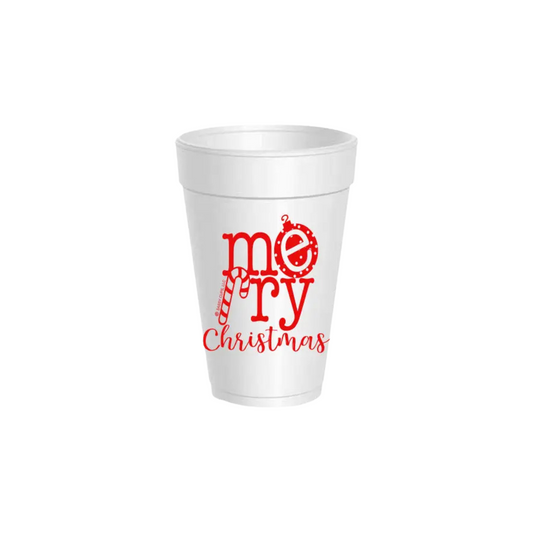 Merry Christmas Ornament Styrofoam Cups