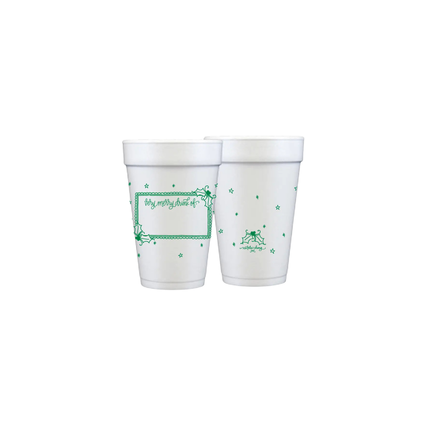Merry Name Tag Christmas Styrofoam Cups