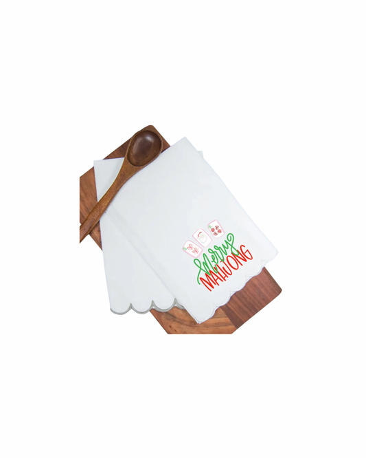 Merry Mahjong Christmas Tea Towel
