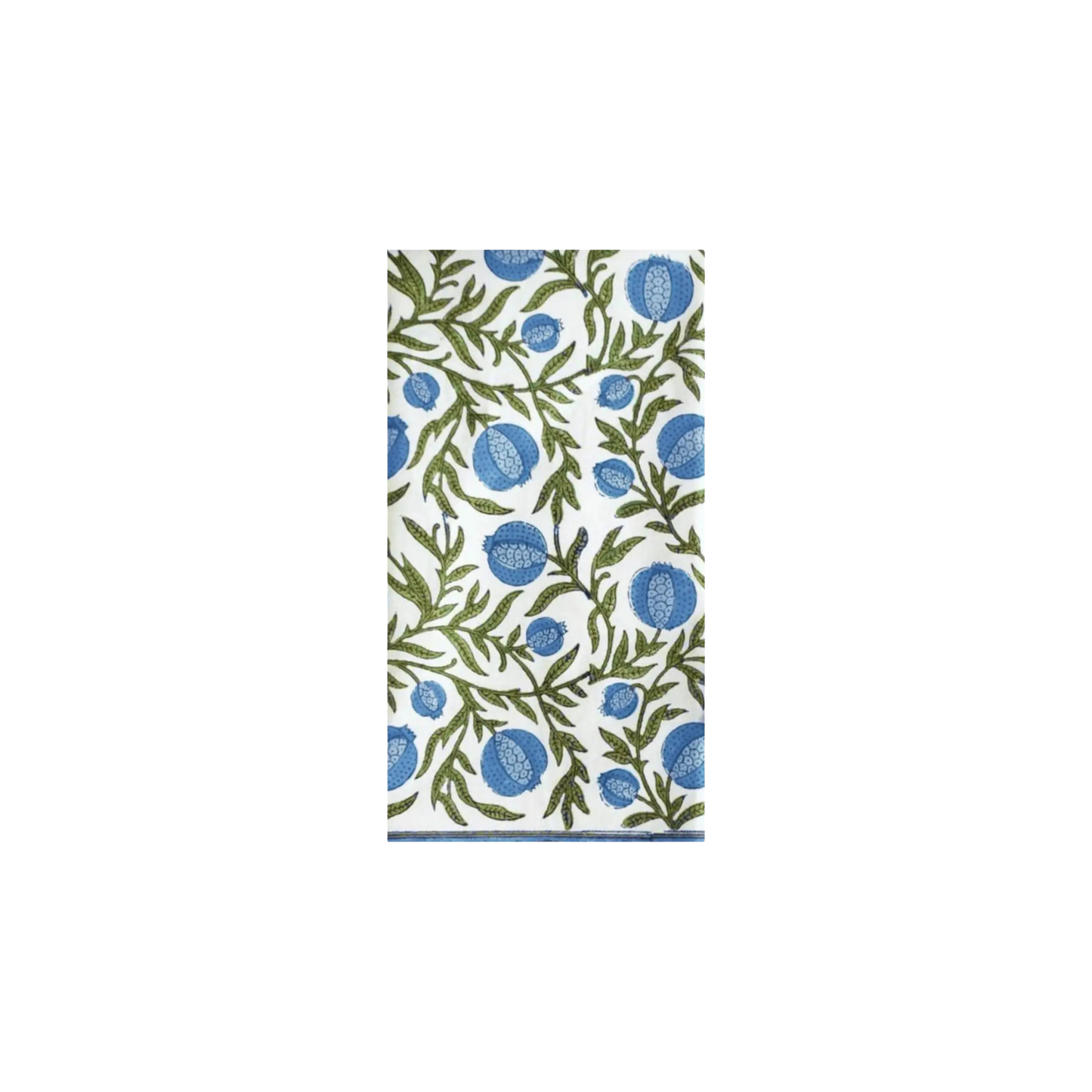Blue Pomegranate Block-Print Paper Guest Napkins