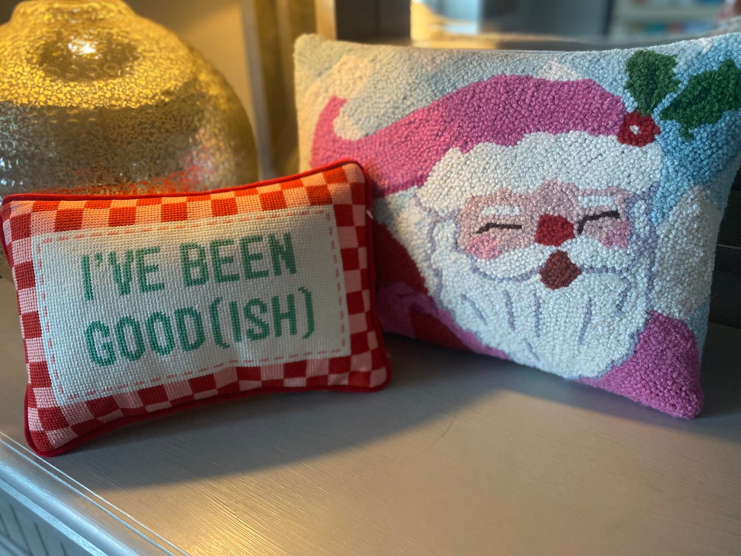 I’ve Been Goodish Needlepoint Pillow