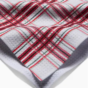 Geometry Candy Cane Plaid Tea Towel