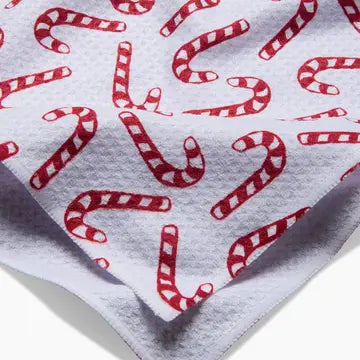 Geometry Christmas Candy Canes Tea Towel