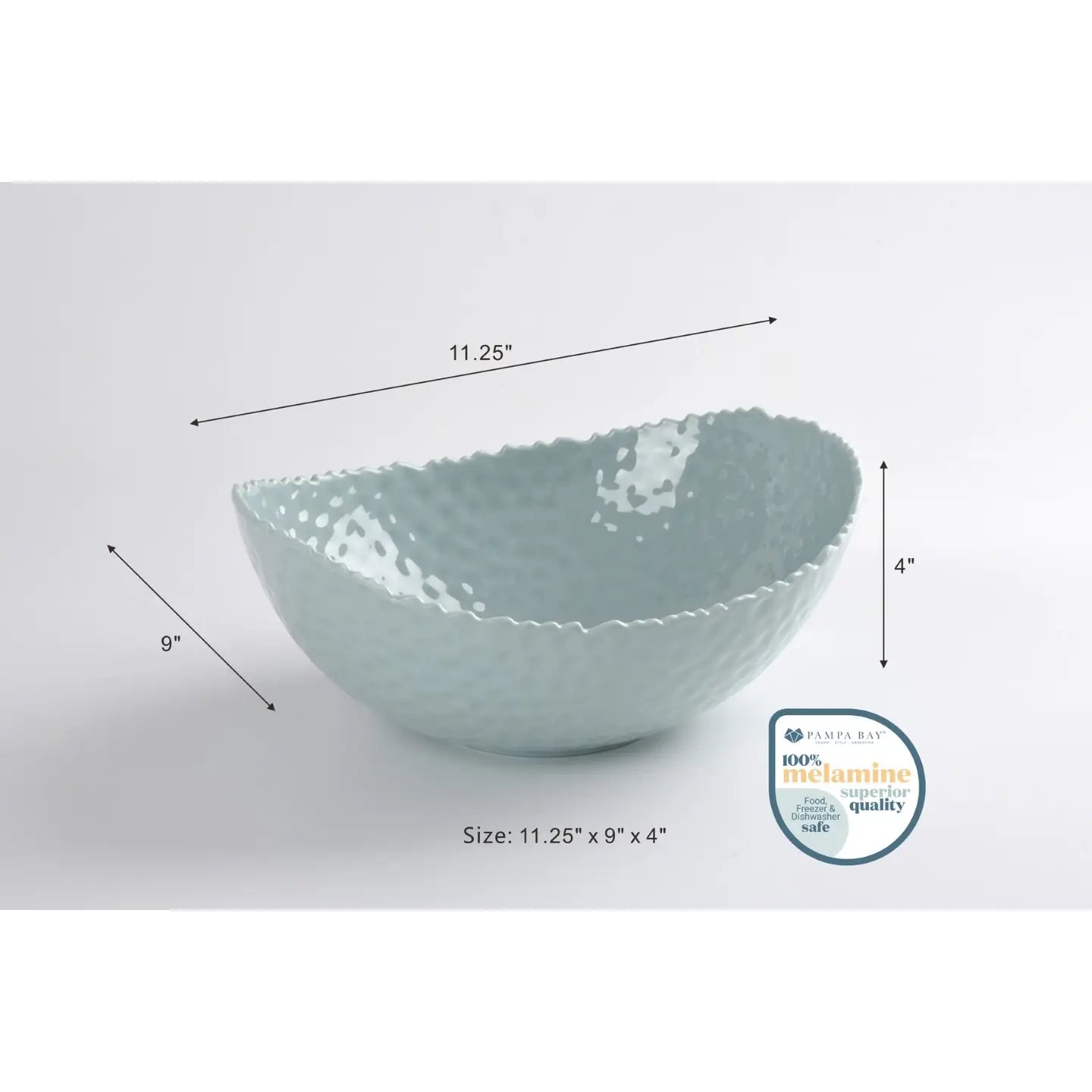 Large Oval Melamine Bowl- Aqua