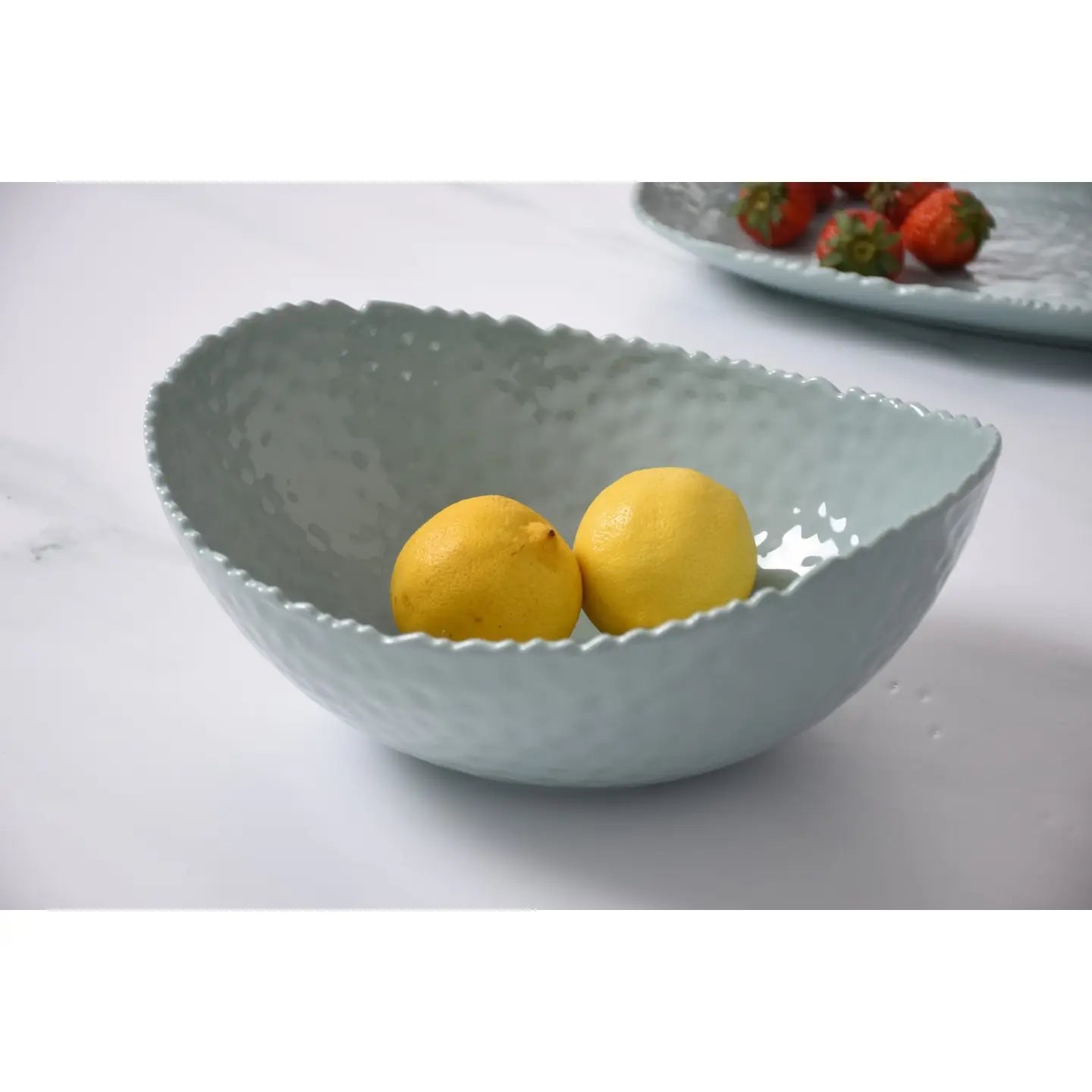 Large Oval Melamine Bowl- Aqua