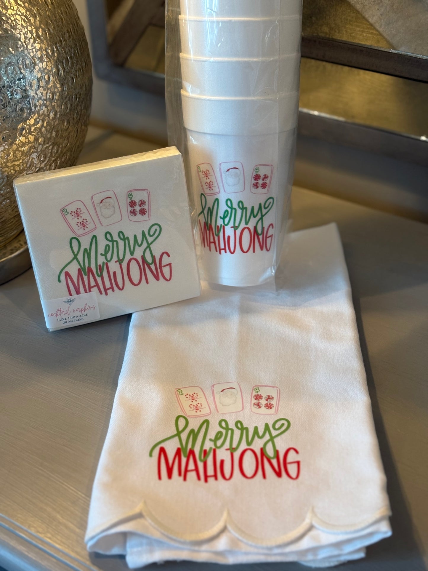 Merry Mahjong Christmas Styrofoam Cups